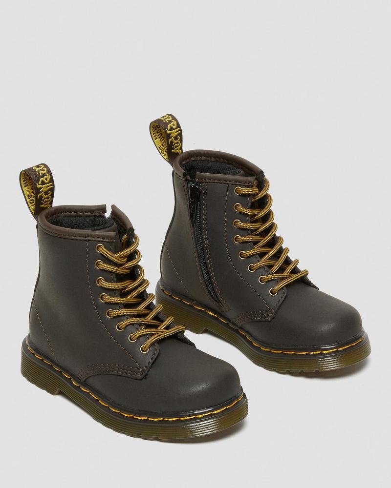 Kids' Dr Martens Toddler 1460 Wildhorse Leather Lace Up Boots Dark / Brown | AU 706OKI